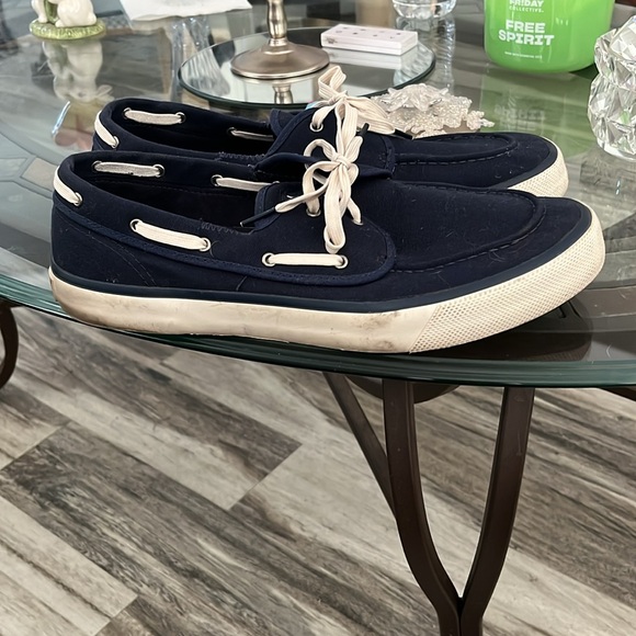 SPERRY TOPSIDER TENNIS SHOES WHITE & DI NAVY BLUE SZ 11 NO BOX GREAT CONDITION - Picture 2 of 5